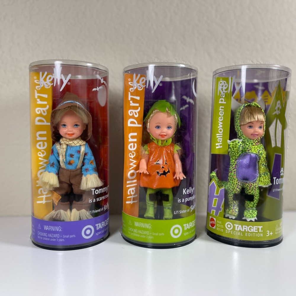 NIB - Kelly & Tommy Halloween Party Doll Trio - Scarecrow, Pumpkin, Monster